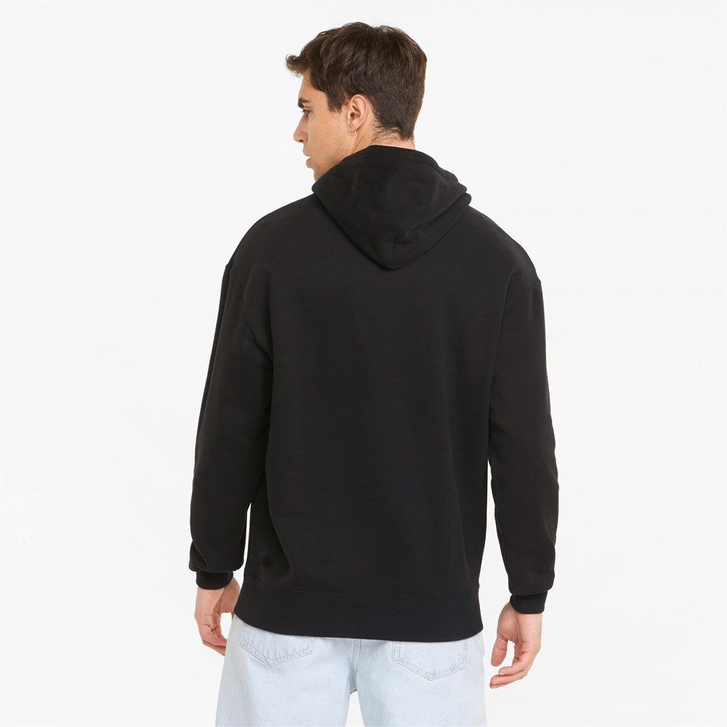 Black Puma Classics Relaxed Men's Hoodie | 6107HGOUY