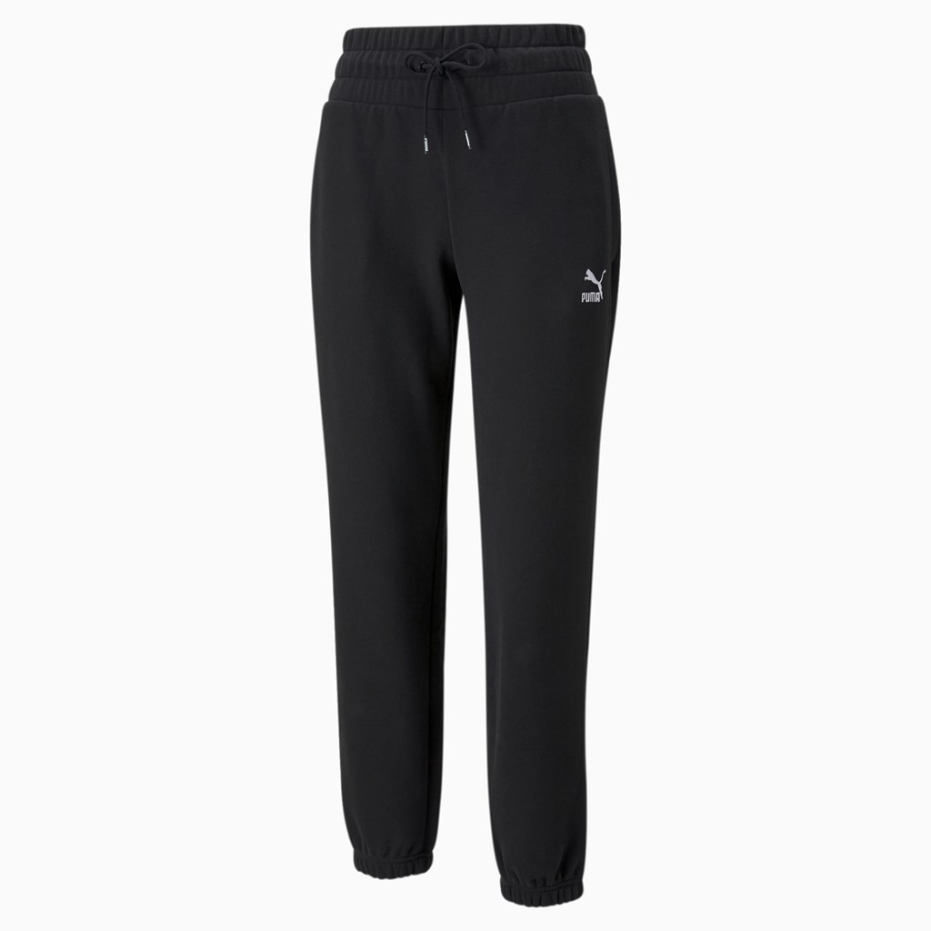 Black Puma Classics Relaxed Women's Pants | 8041JGRQT