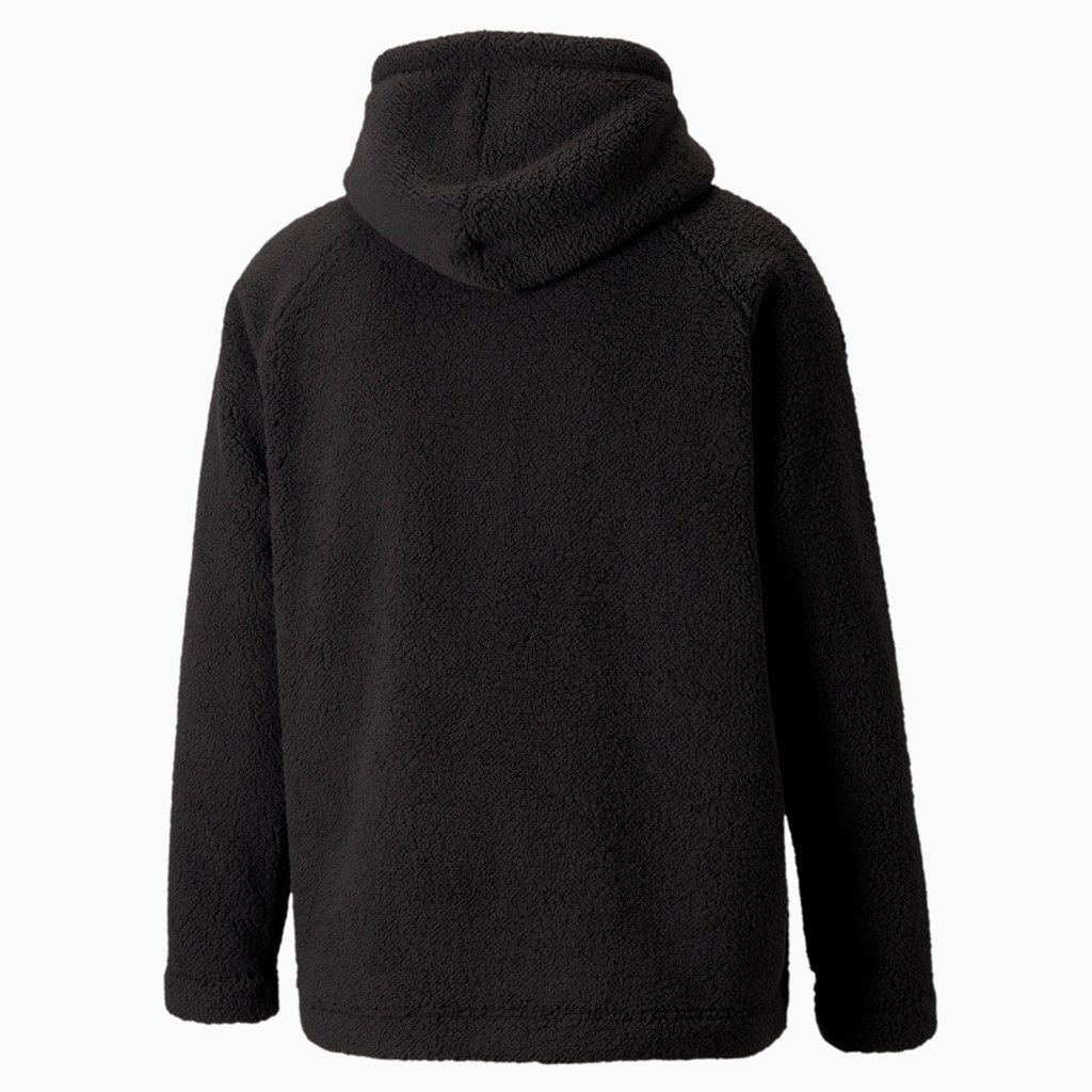 Black Puma Classics Sherpa Men's Hoodie | 6347APDTB