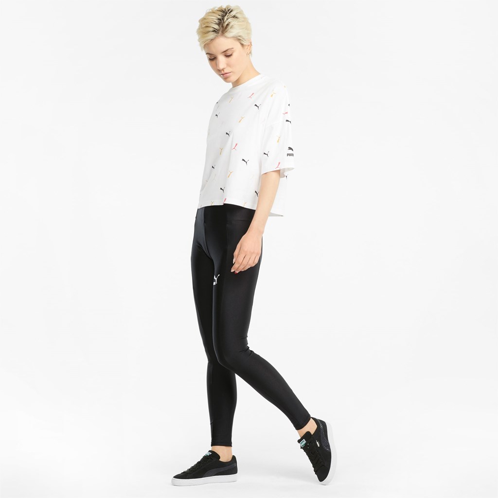 Black Puma Classics Shiny High Women's Leggings | 3124GPOSU