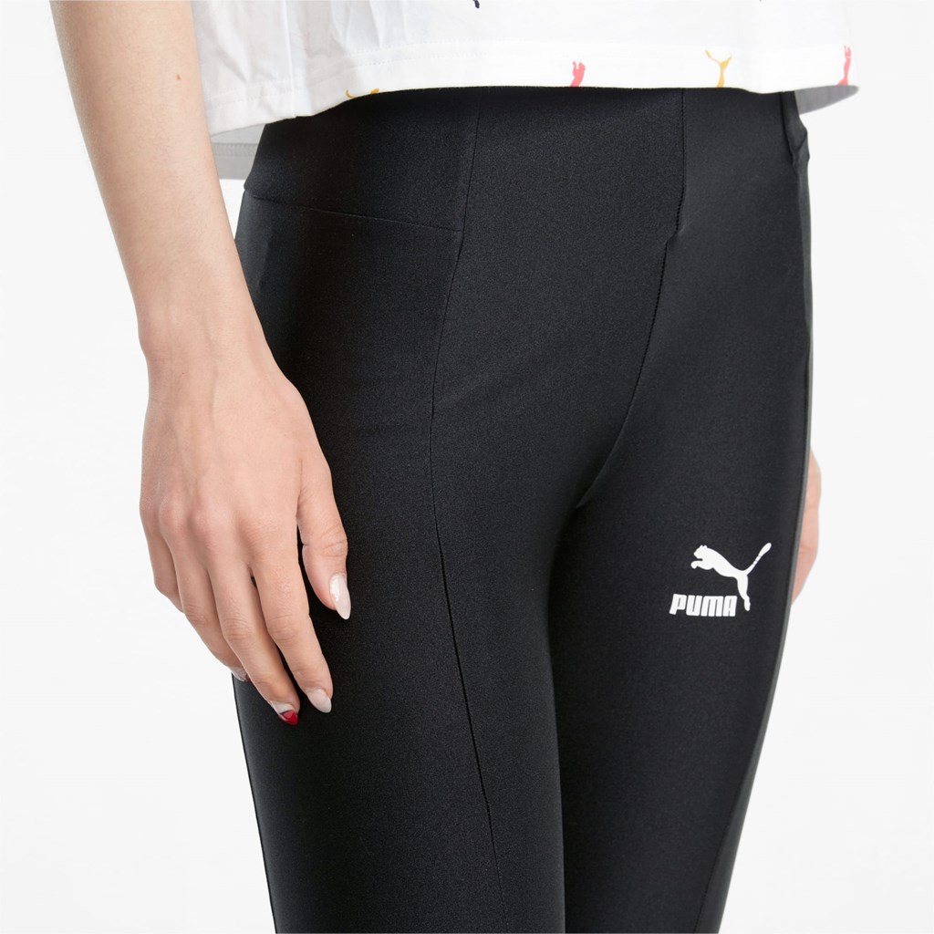 Black Puma Classics Shiny High Women's Leggings | 3124GPOSU