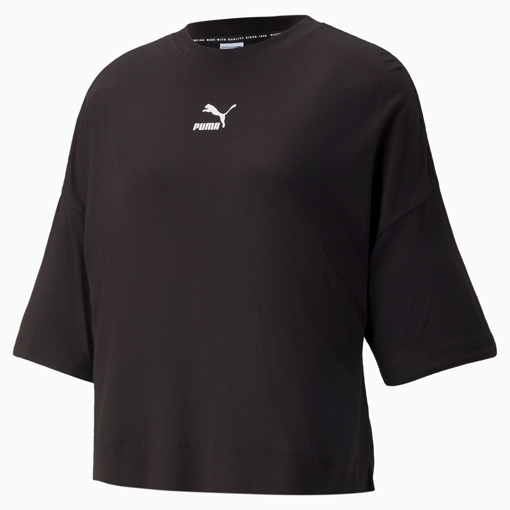 Black Puma Classics Splitside Wo Men's Tee | 1846JPADY