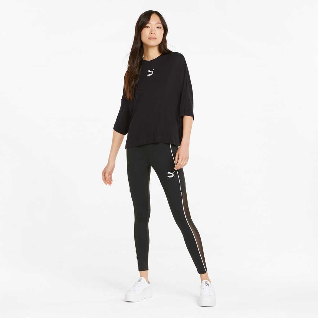 Black Puma Classics Splitside  Women's Tee | 2034UGLVX