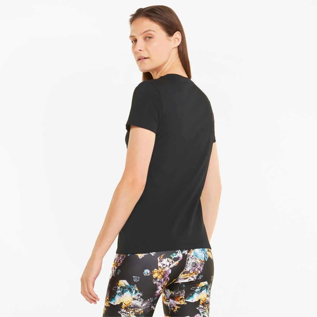 Black Puma Crystal Galaxy Graphic Women's Tee | 2138ZUPCS