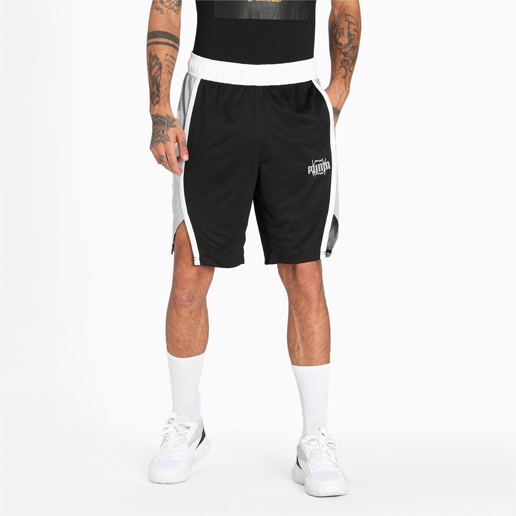 Black Puma Curl Basketball Men\'s Shorts | 5017QEKJG