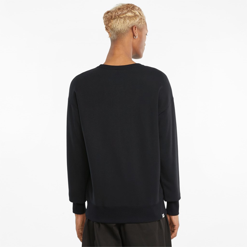 Black Puma Downtown Crew Neck Men's Sweatshirt | 4809GPIQO