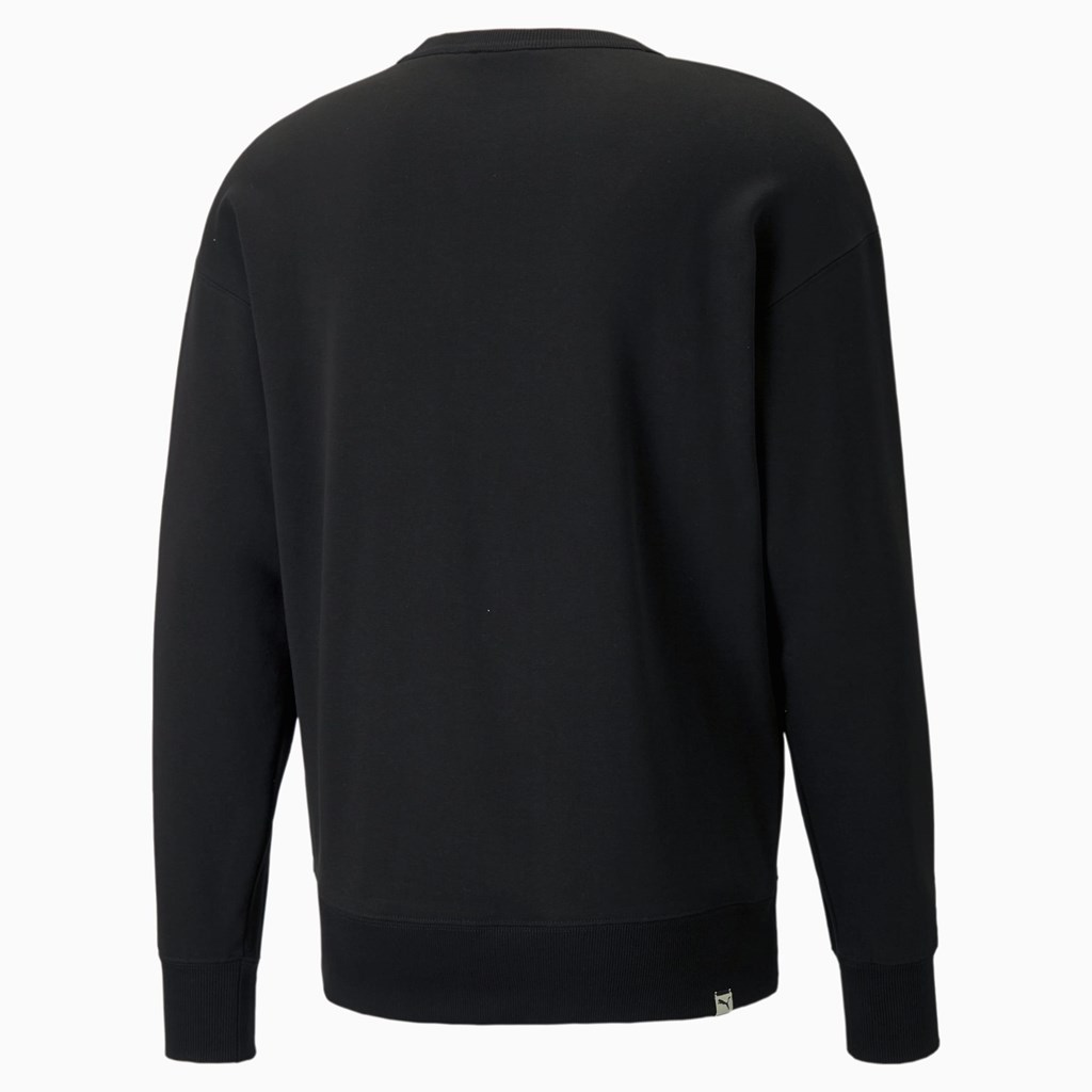 Black Puma Downtown Crew Neck Men's Sweatshirt | 4809GPIQO