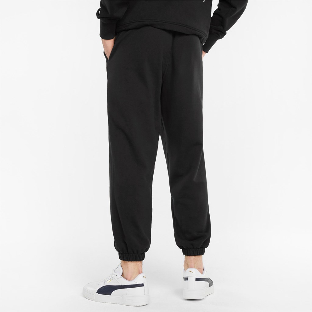 Black Puma Downtown French Terry Men's Sweatpants | 8401ATENF