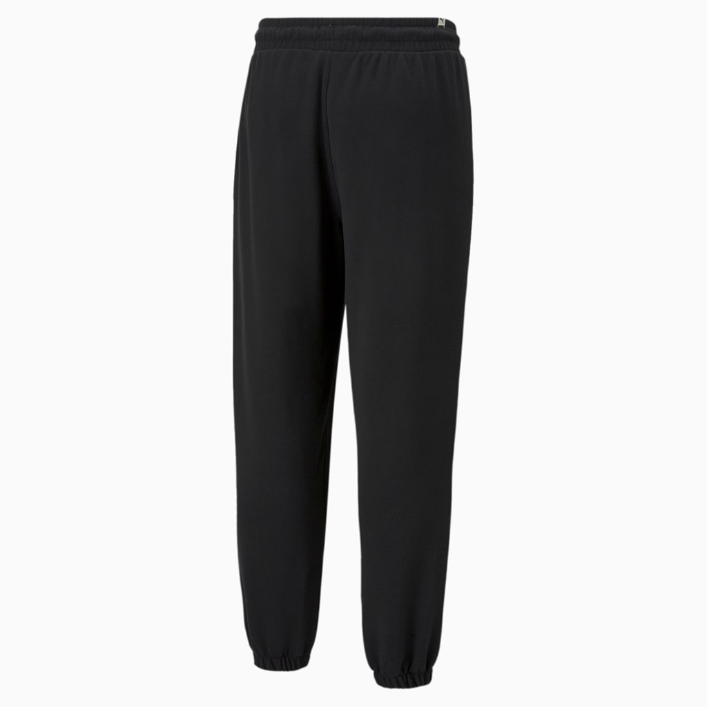 Black Puma Downtown French Terry Men's Sweatpants | 8401ATENF