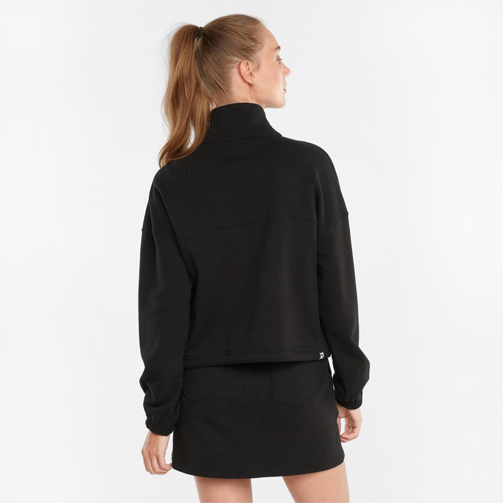 Black Puma Downtown Half-Zip Women's Jacket | 9587YETDQ