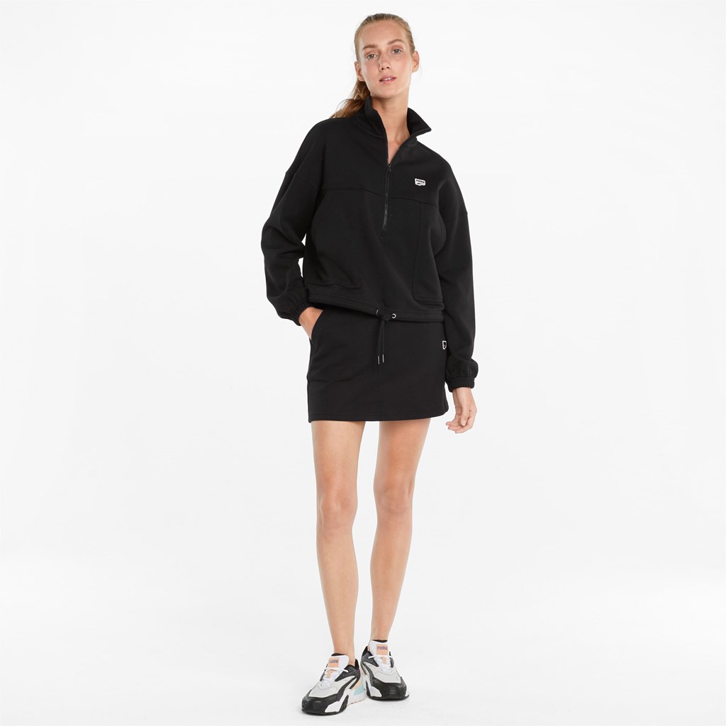 Black Puma Downtown Half-Zip Women's Jacket | 9587YETDQ