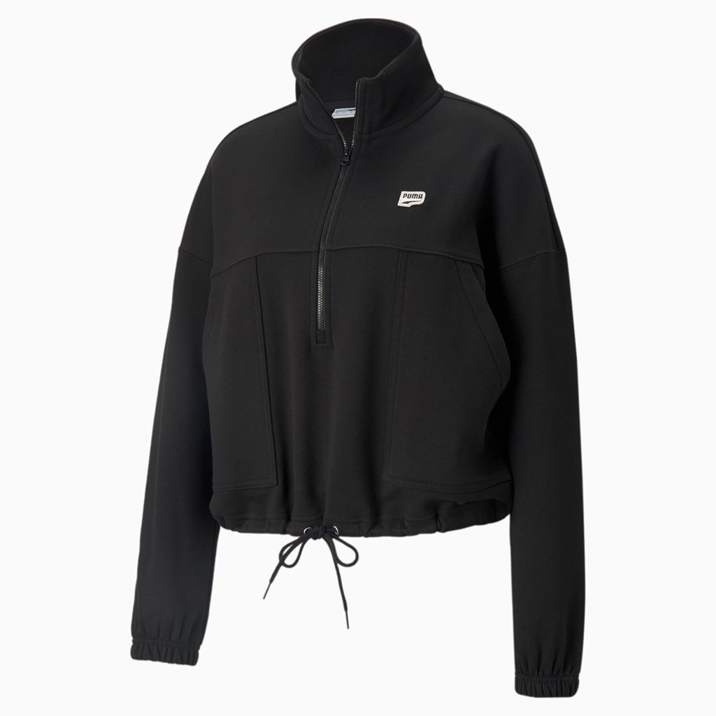 Black Puma Downtown Half-Zip Women's Jacket | 9587YETDQ