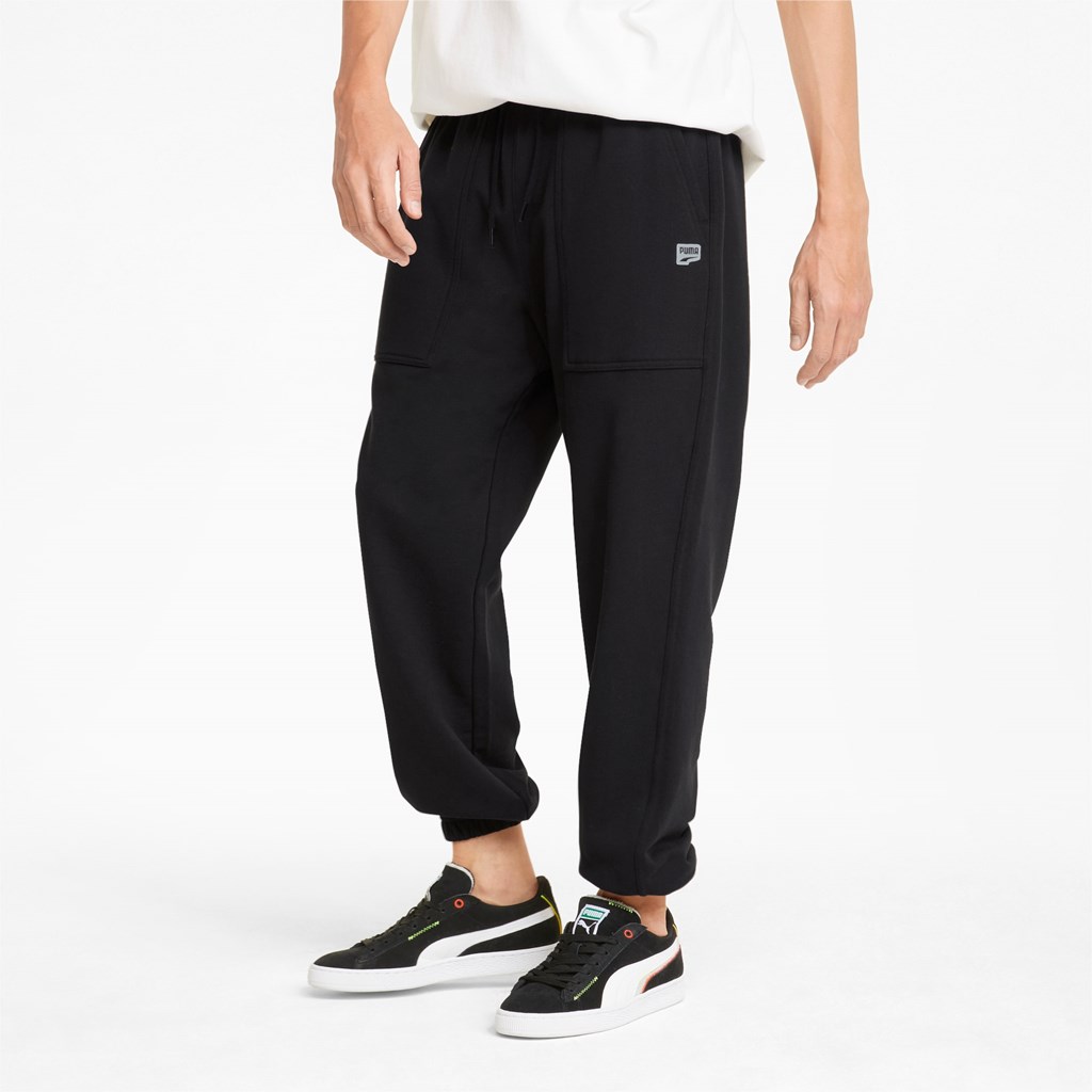 Black Puma Downtown Men\'s Sweatpants | 4312EGPIO