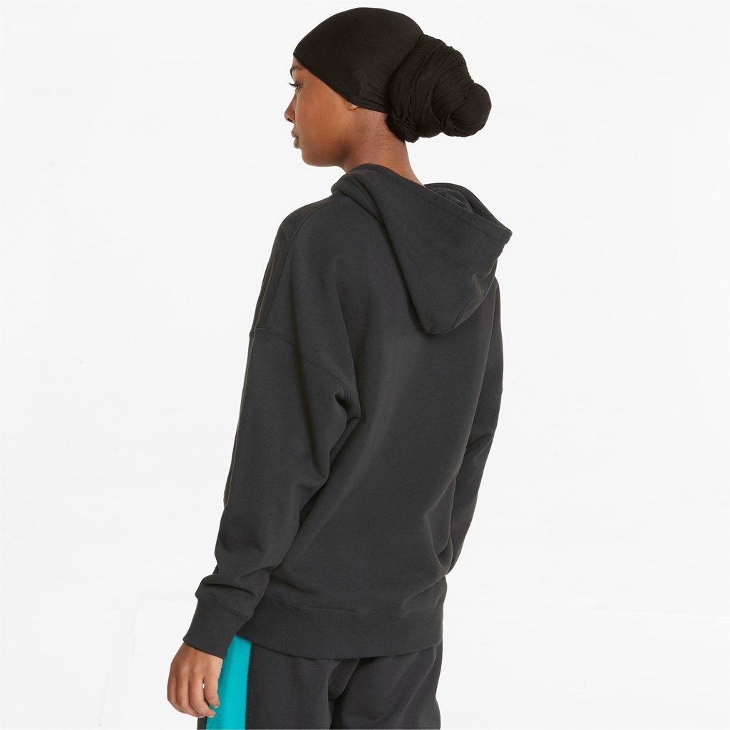 Black Puma Downtown Relaxed Women's Hoodie | 1974CZIUP