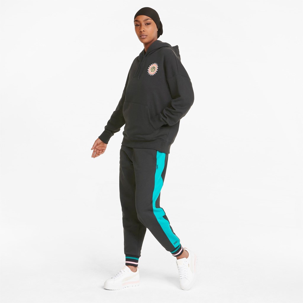 Black Puma Downtown Relaxed Women's Hoodie | 1974CZIUP