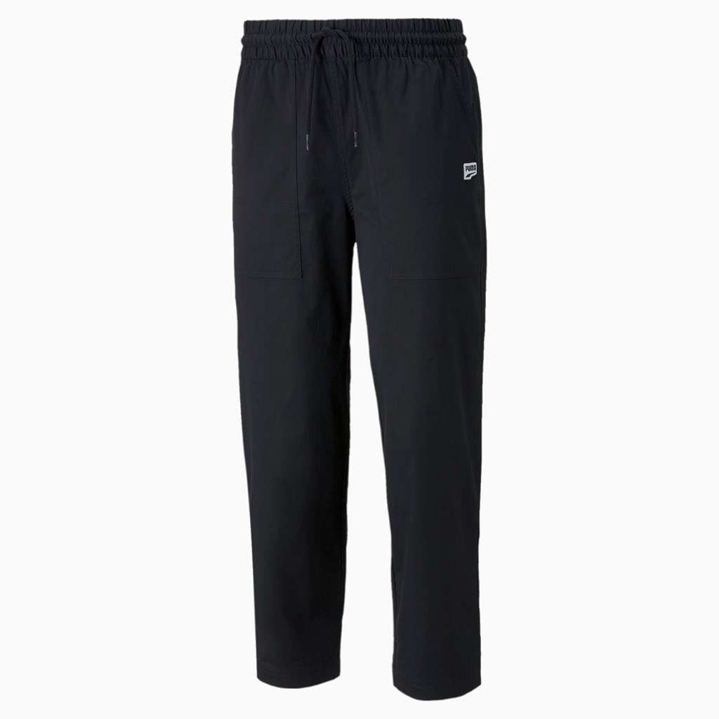 Black Puma Downtown Twill Tapered Men's Pants | 2064ODJEF