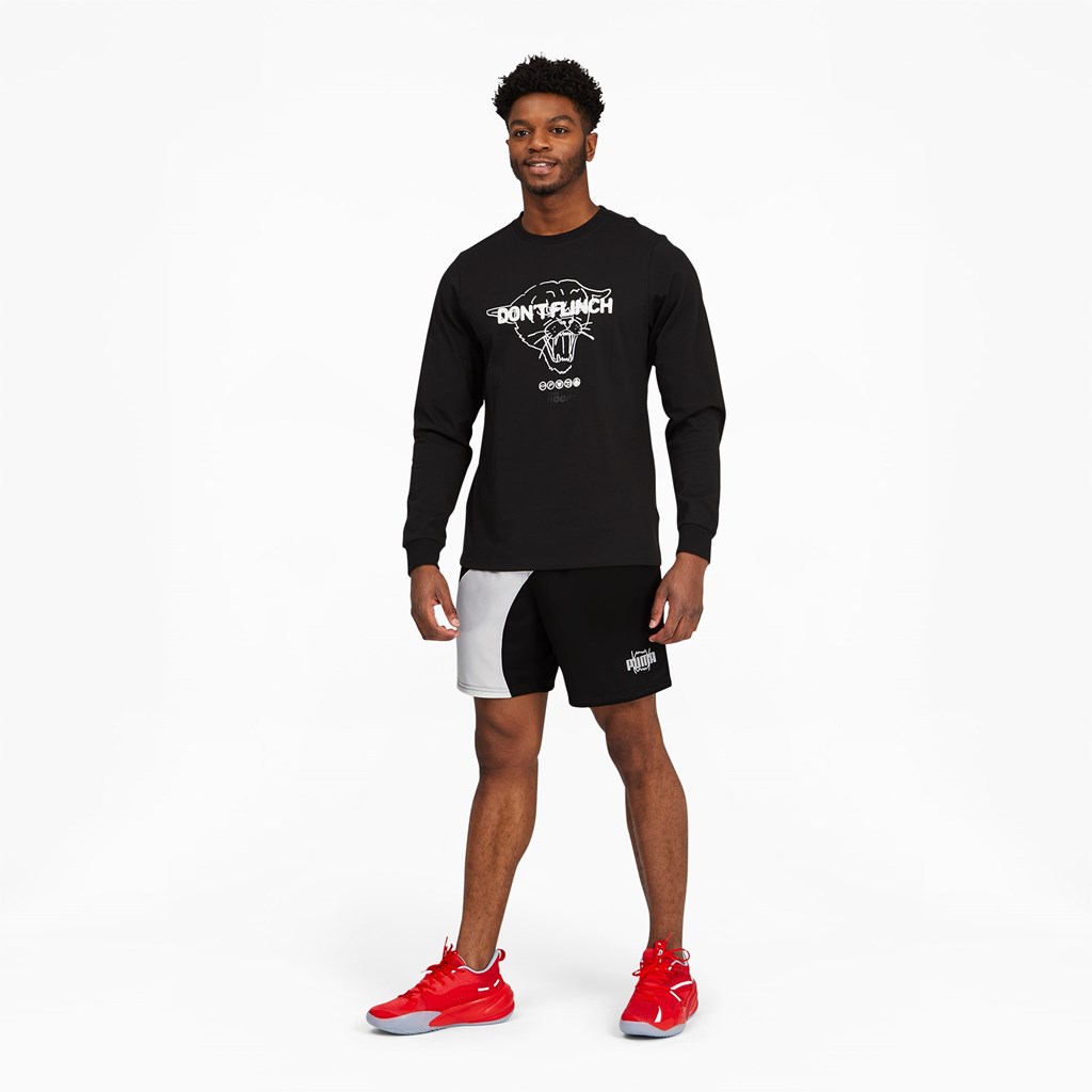 Black Puma Flare Basketball Men's Shorts | 6412JLMIF