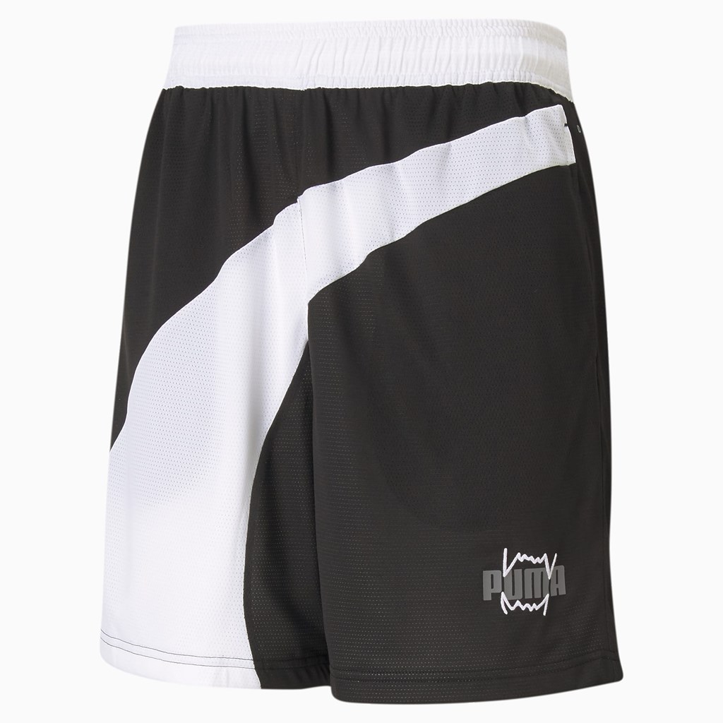 Black Puma Flare Basketball Men's Shorts | 6412JLMIF