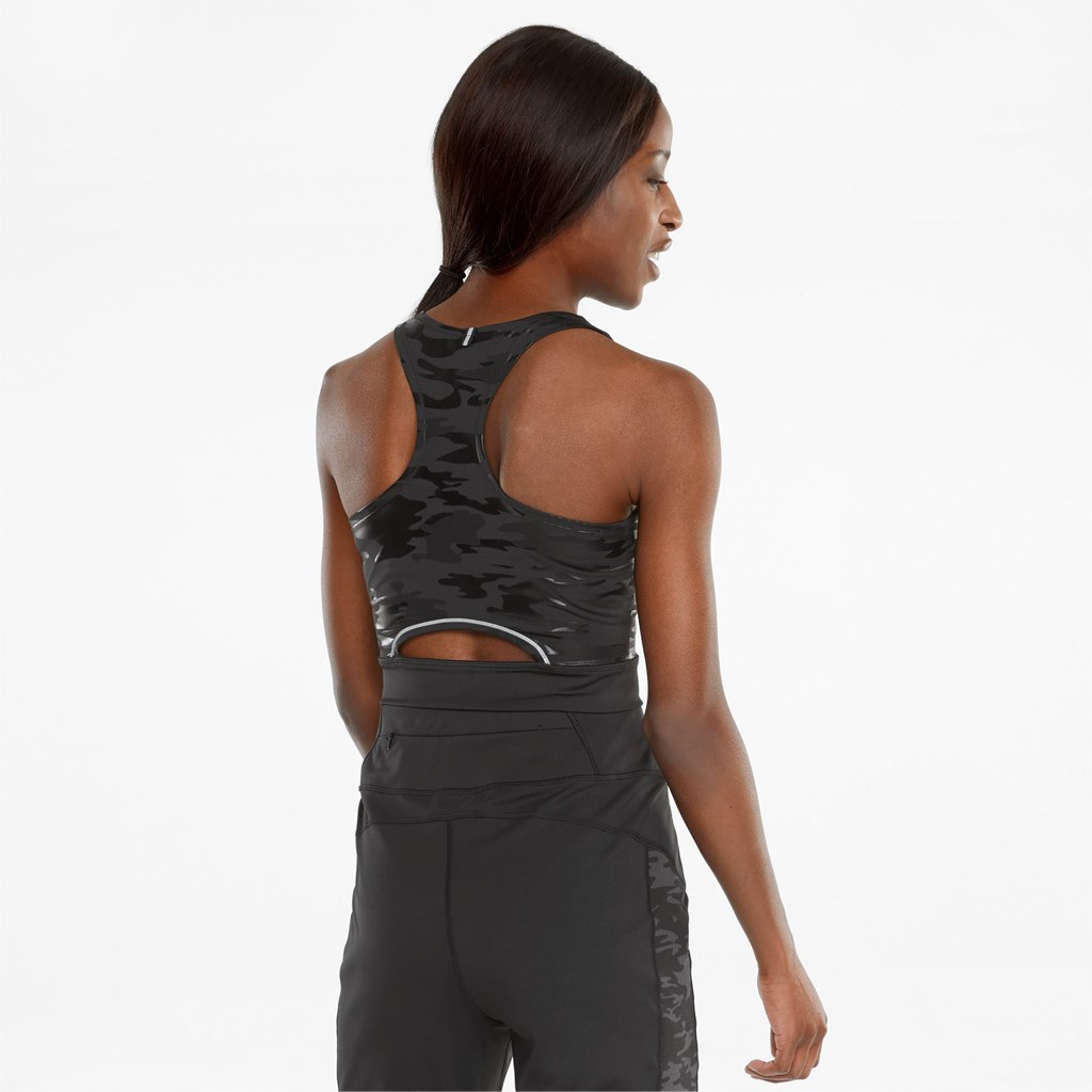 Black Puma High Shine Cropped Running Women's Tank Top | 6092WXOED