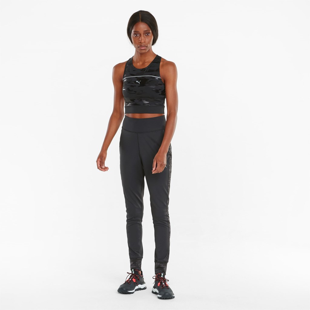 Black Puma High Shine Cropped Running Women's Tank Top | 6092WXOED