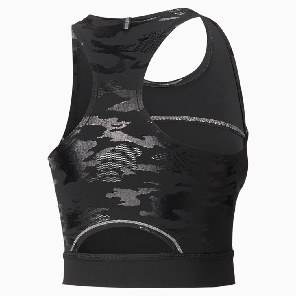 Black Puma High Shine Cropped Running Women's Tank Top | 6092WXOED