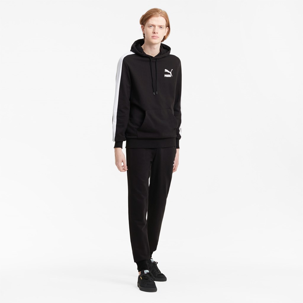 Black Puma Iconic T7 Men's Hoodie | 0314YJARU