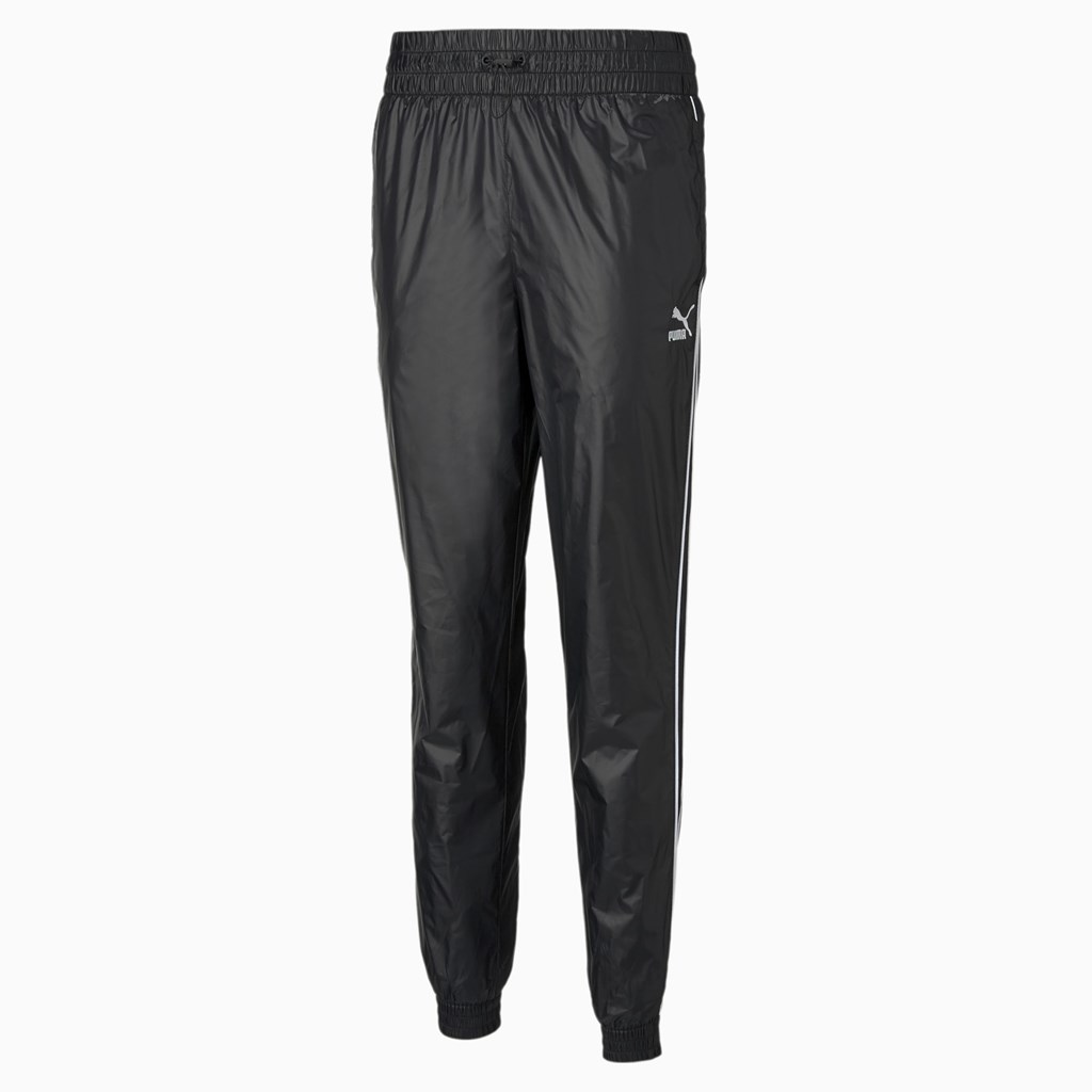 Black Puma Iconic T7 Woven Track Women's Pants | 3790JQEKH