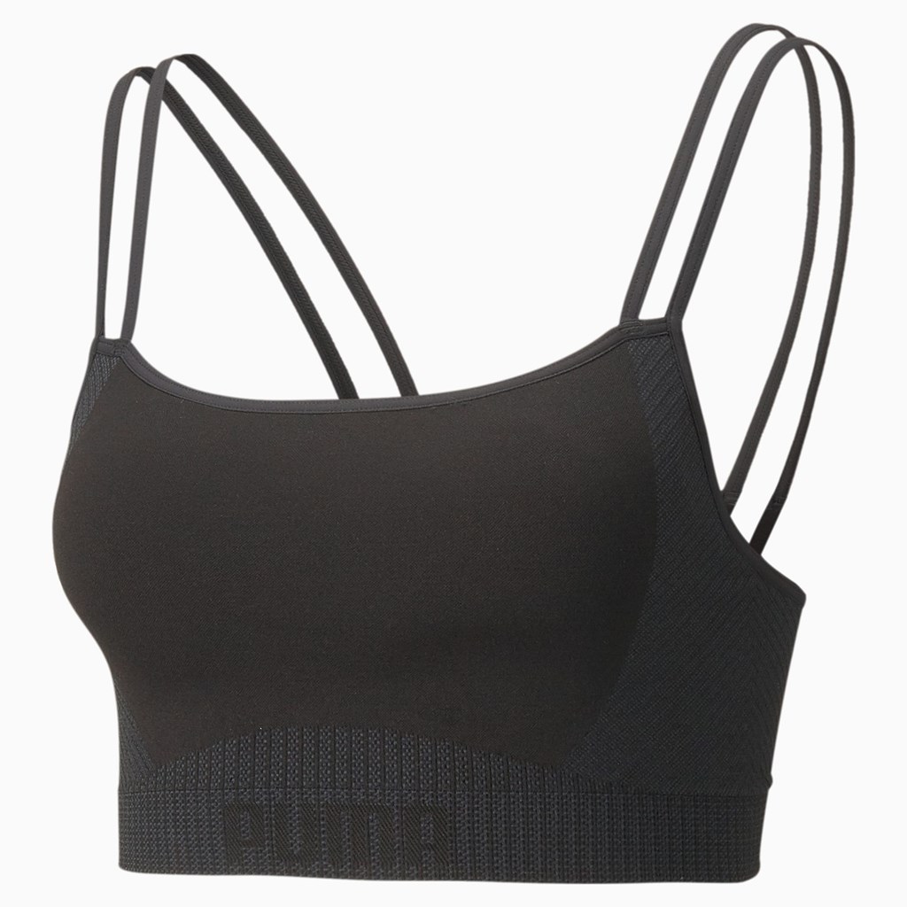 Black Puma Low Impact FormKnit Training Women's Sports Bra | 7382YUTGE