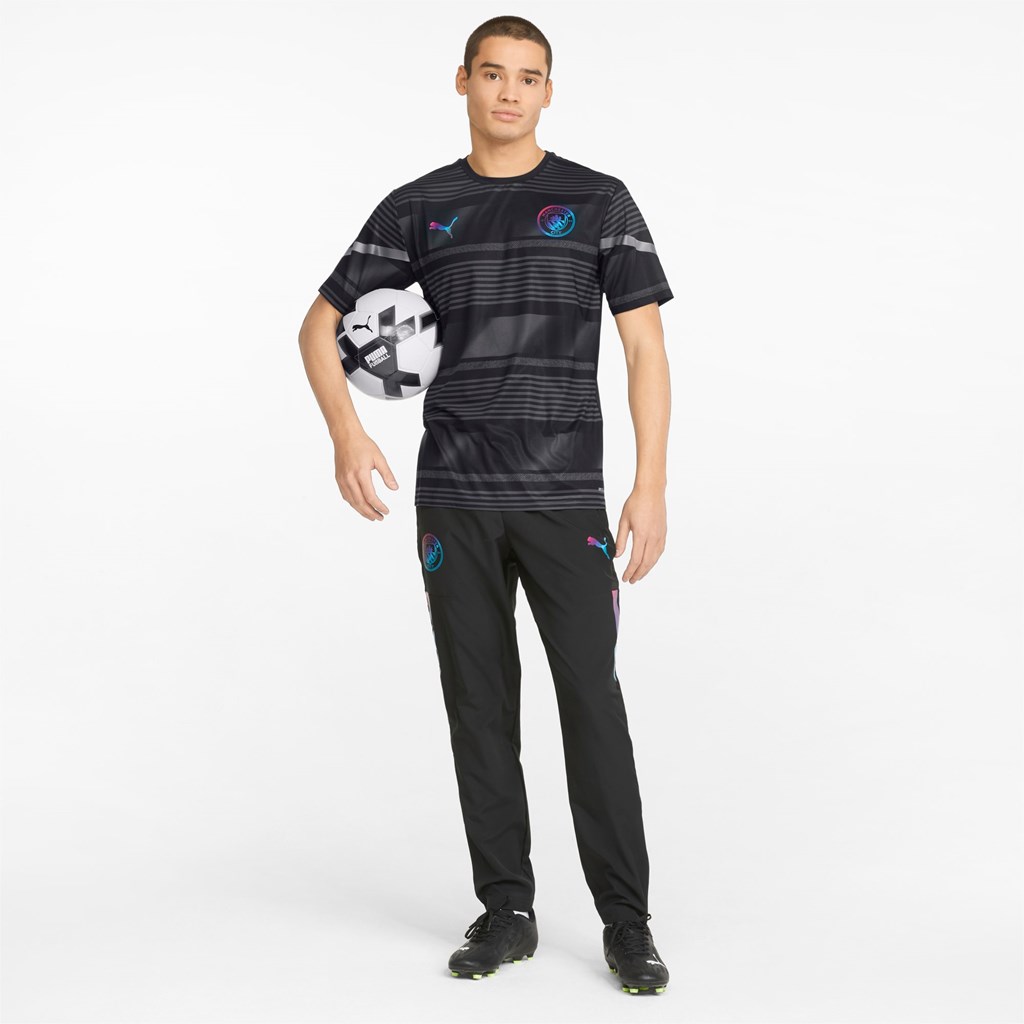 Black Puma Man City Prematch Soccer Men's Jersey | 9260UZBNL