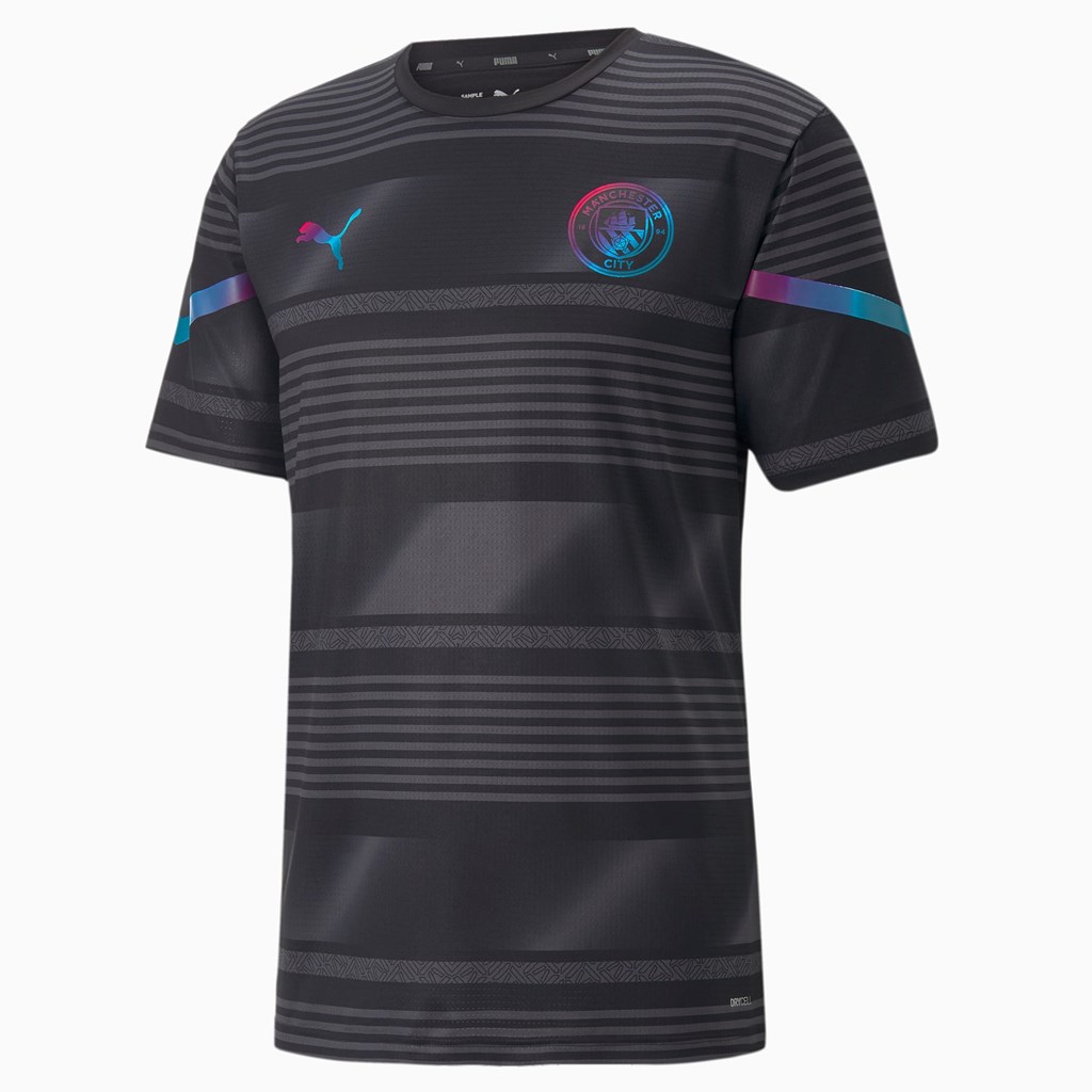 Black Puma Man City Prematch Soccer Men's Jersey | 9260UZBNL