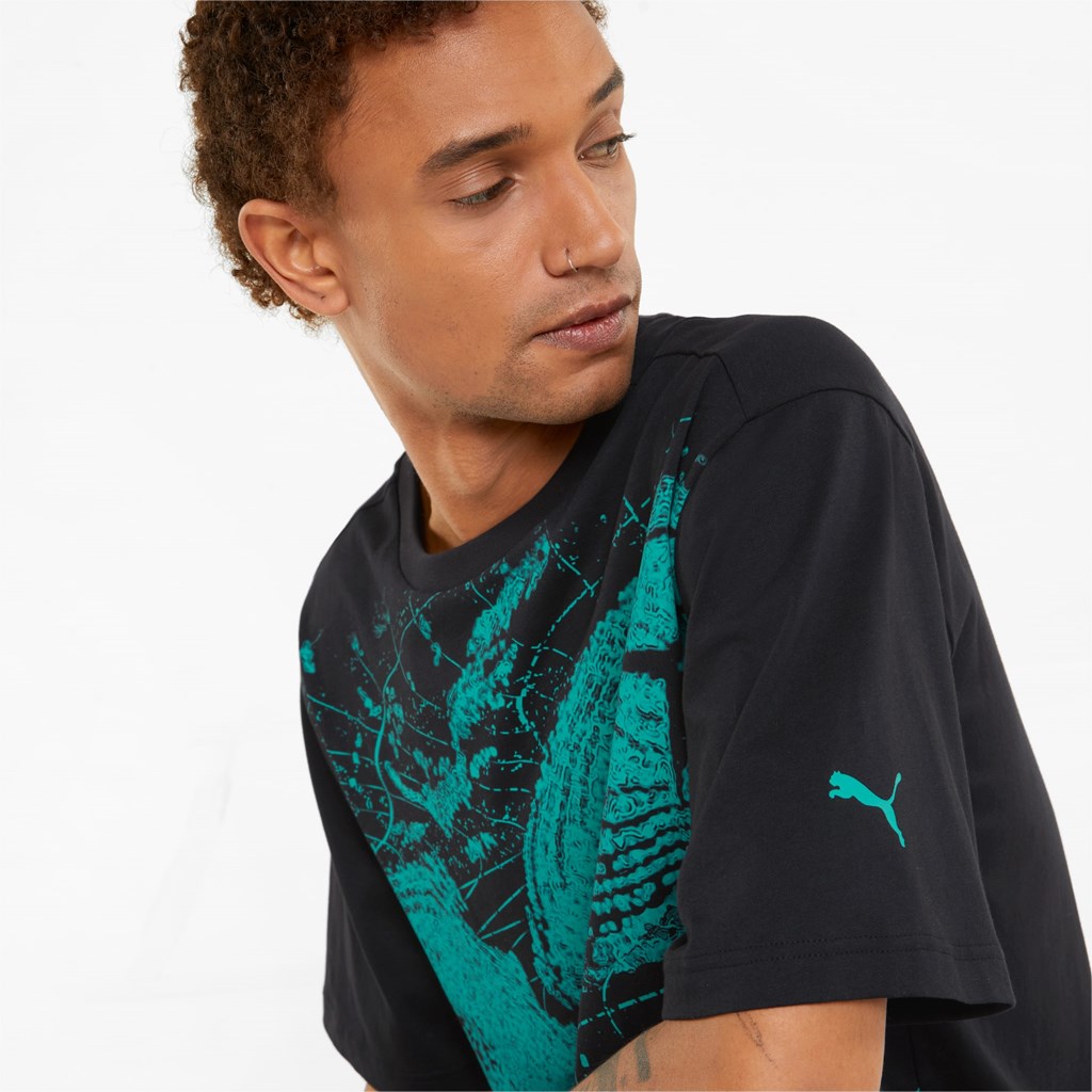 Black Puma Mercedes F1 Statement Graphic Men's Tee | 7408QRUDI