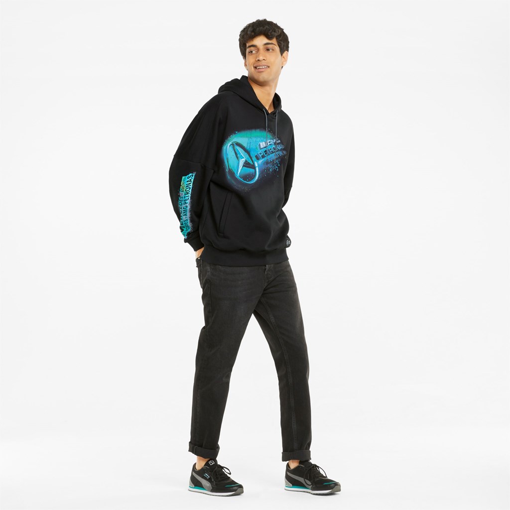 Black Puma Mercedes F1 Street Men's Hoodie | 8364NWTYC