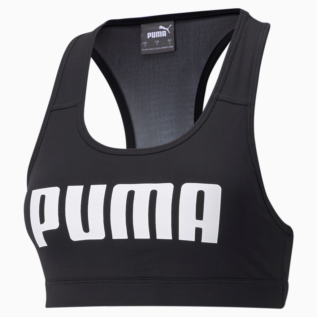 Black Puma Mid Impact 4Keeps Training Women's Sports Bra | 9627RHMYP