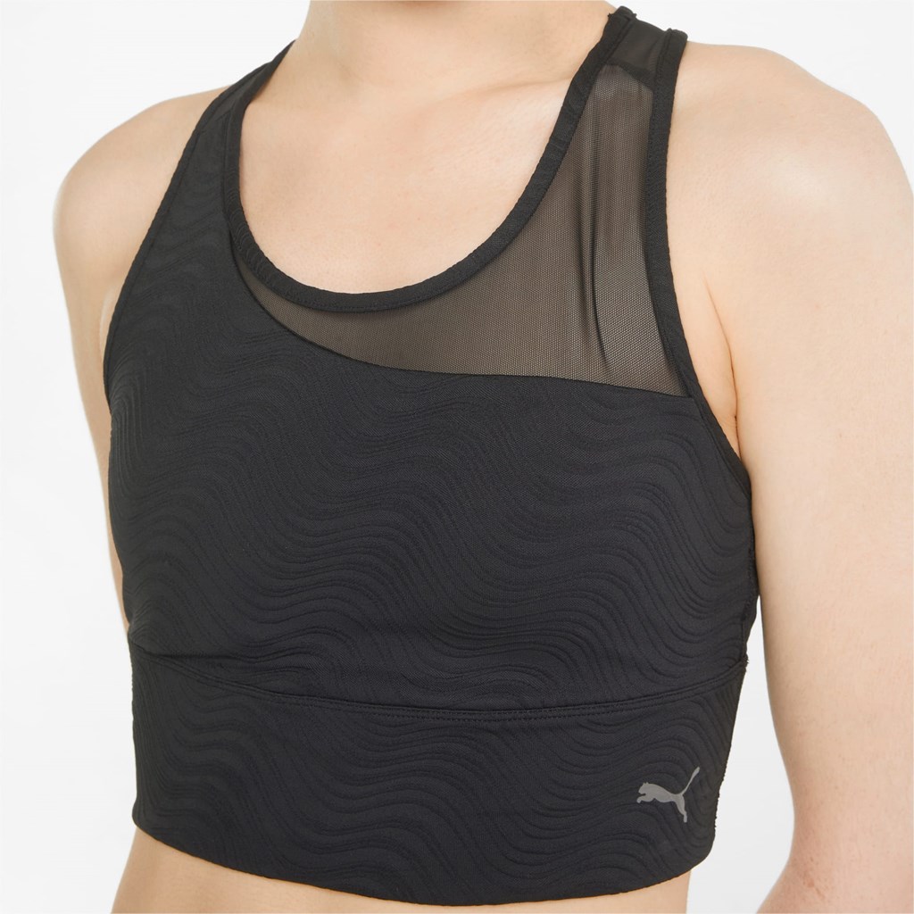 Black Puma Mid Impact Flawless Training Women's Sports Bra | 2458TQRKB