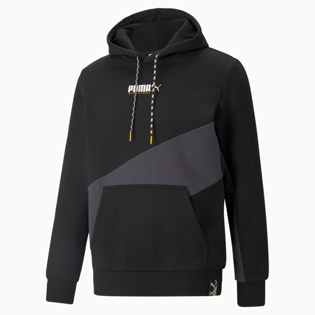 Black Puma PUMA International Men's Hoodie | 2654JUPEF