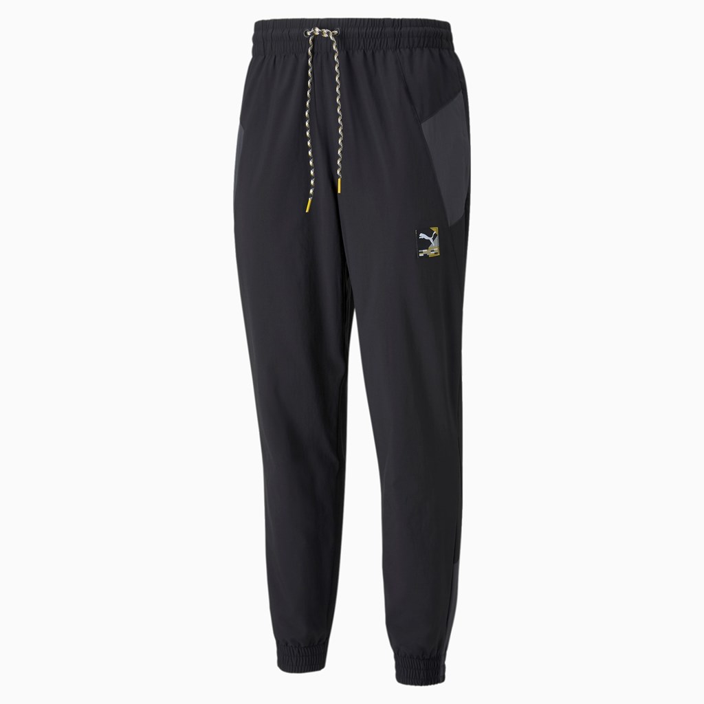 Black Puma PUMA International Winterized Woven Men's Pants | 4970SUCFI