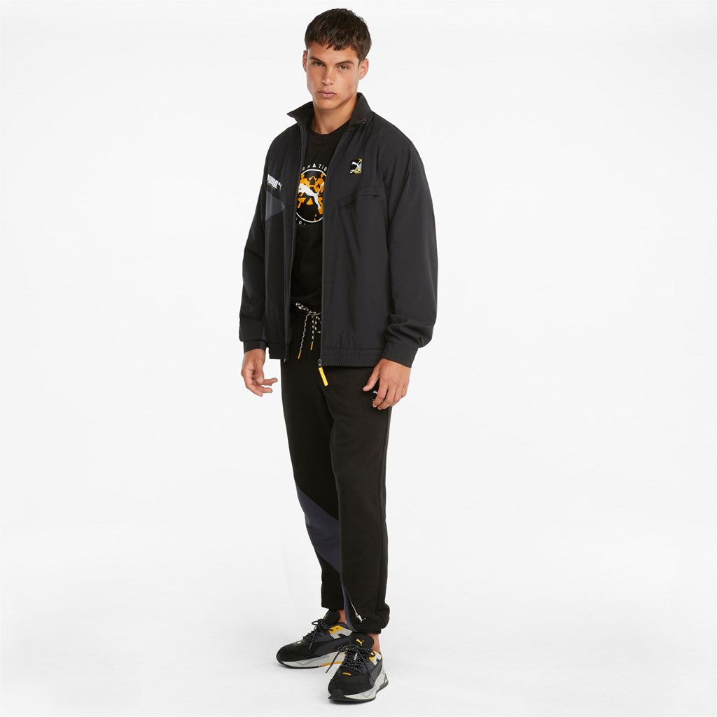 Black Puma PUMA International Winterized Woven Men's Jacket | 5860PHFRN