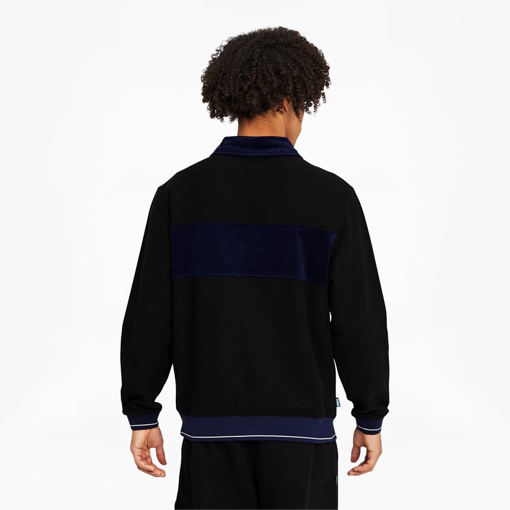 Black Puma PUMA x BUTTER GOODS Quarter-Zip Men's Sweater | 8106PXKYE