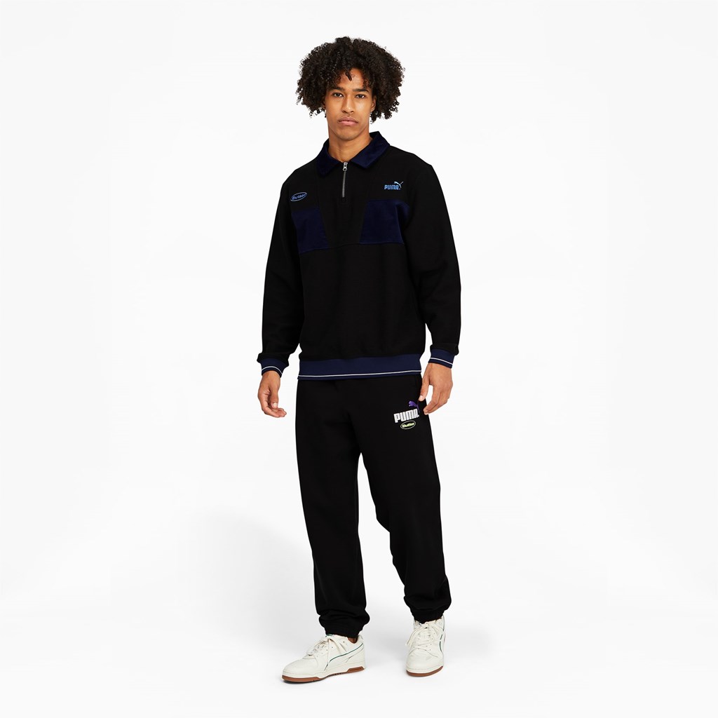 Black Puma PUMA x BUTTER GOODS Quarter-Zip Men's Sweater | 8106PXKYE