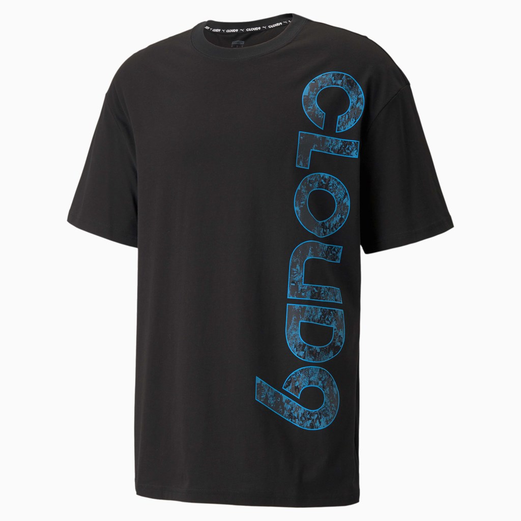 Black Puma PUMA x CLOUD9 Big Logo Esports Men\'s Tee | 9503TYOWD