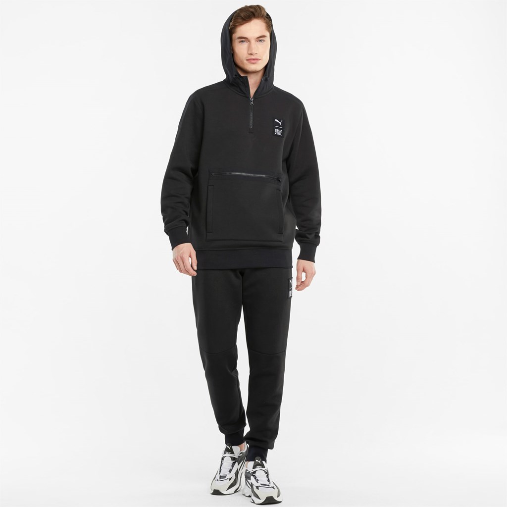 Black Puma PUMA x FIRST MILE Double Knit Men's Hoodie | 3692LPHTQ