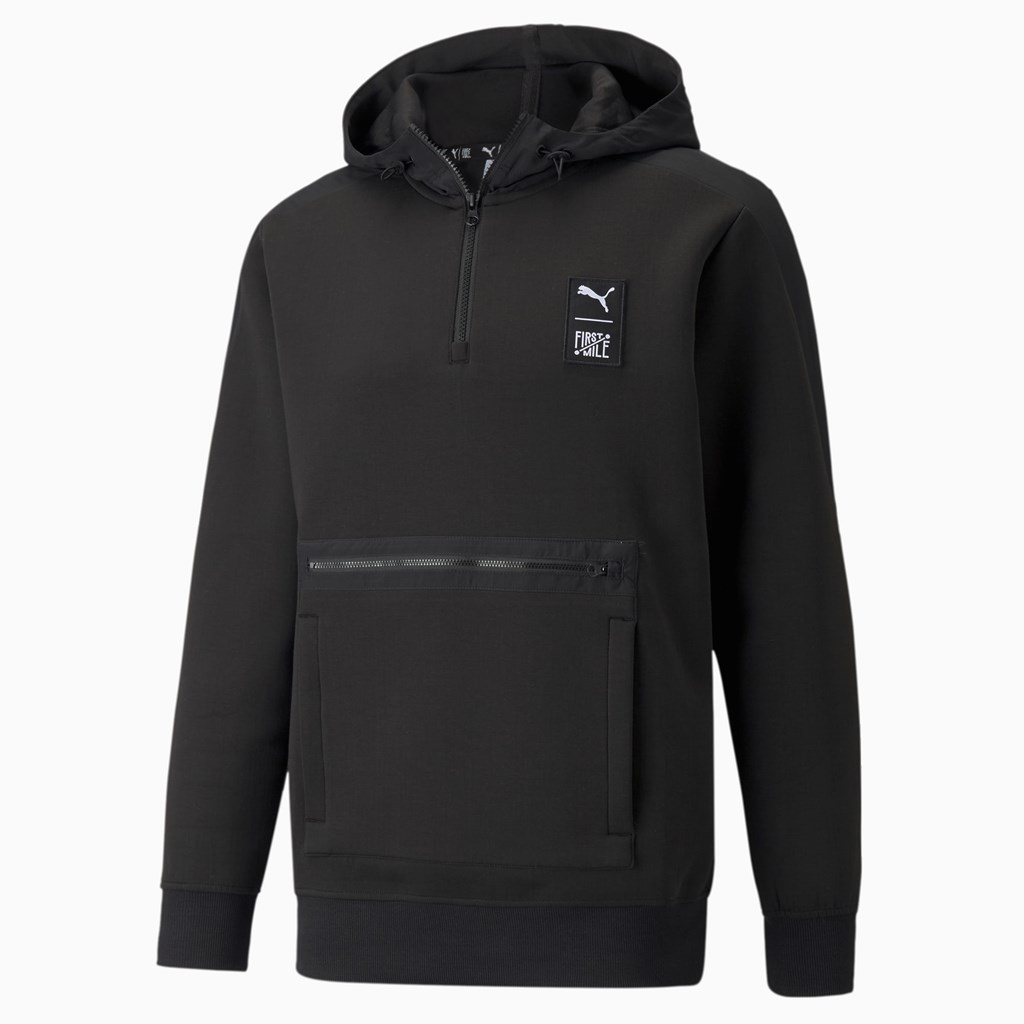 Black Puma PUMA x FIRST MILE Double Knit Men's Hoodie | 3692LPHTQ