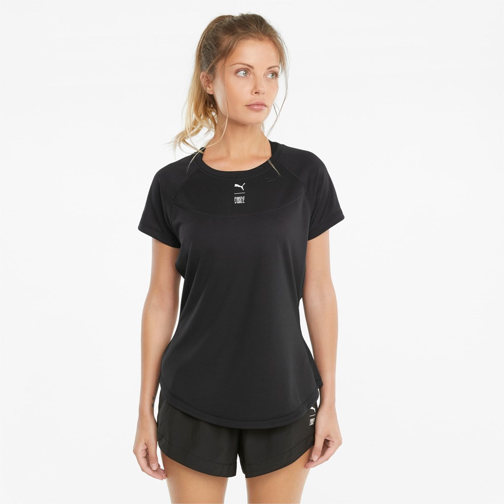 Black Puma PUMA x FIRST MILE High Neck Training Women\'s Tee | 9283TFUHN