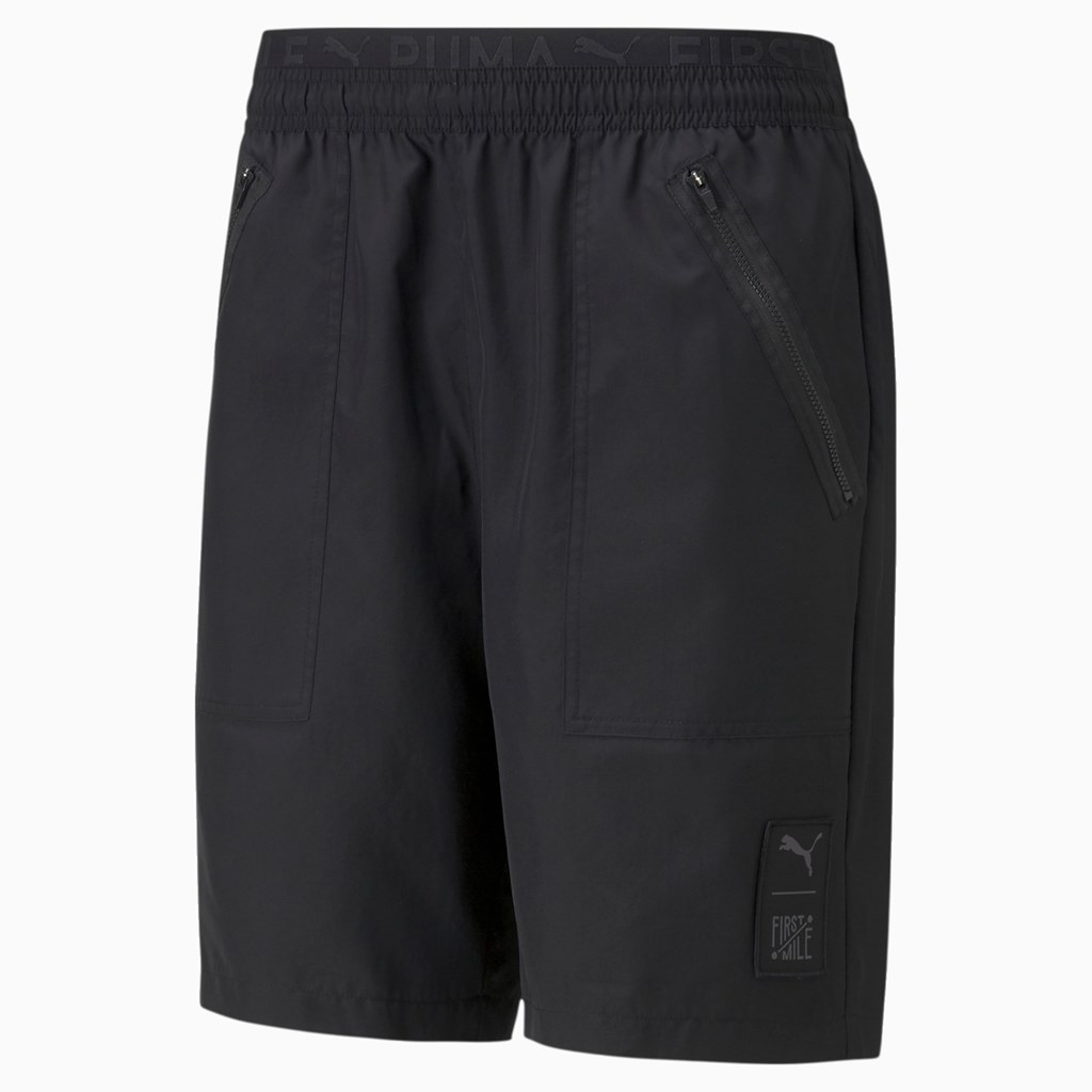 Black Puma PUMA x FIRST MILE Woven Training Men's Shorts | 4083ZRUFK