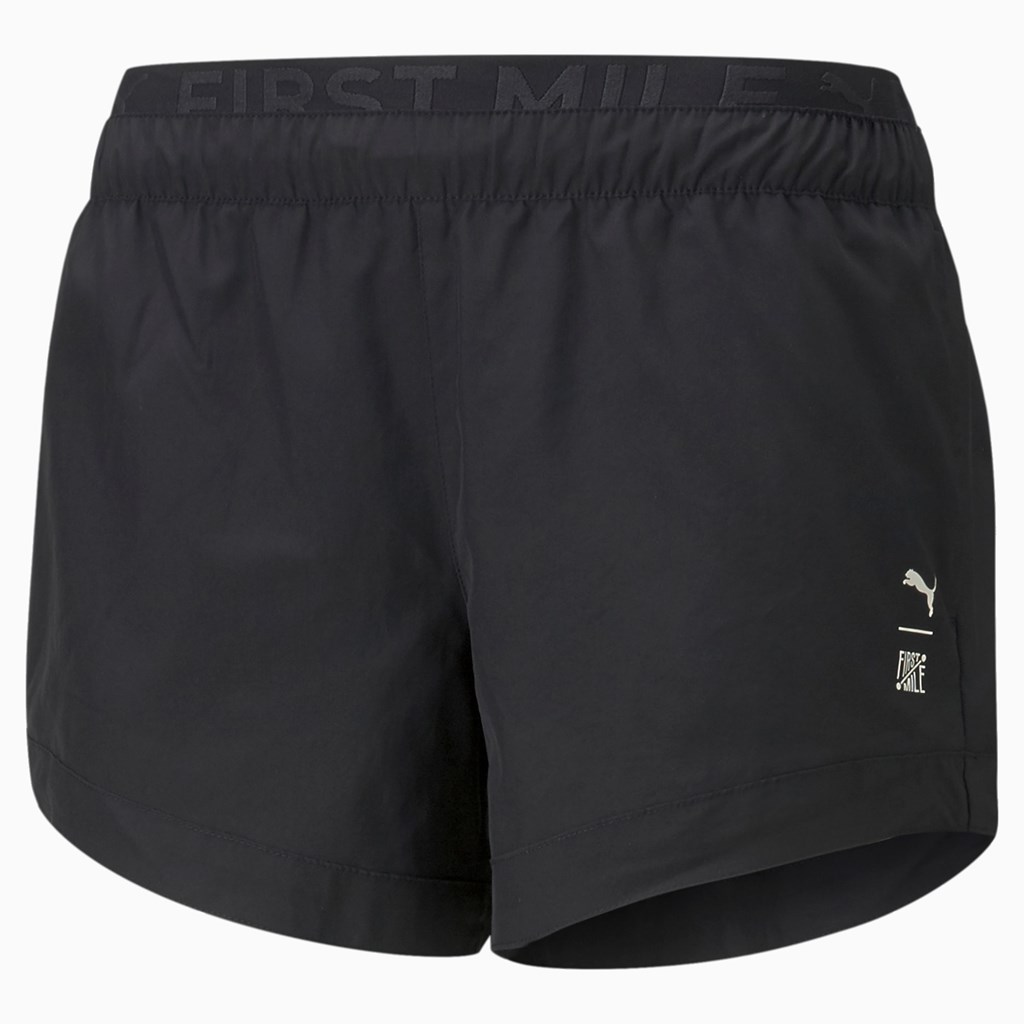 Black Puma PUMA x FIRST MILE Woven Training Women's Shorts | 6287HZKNU