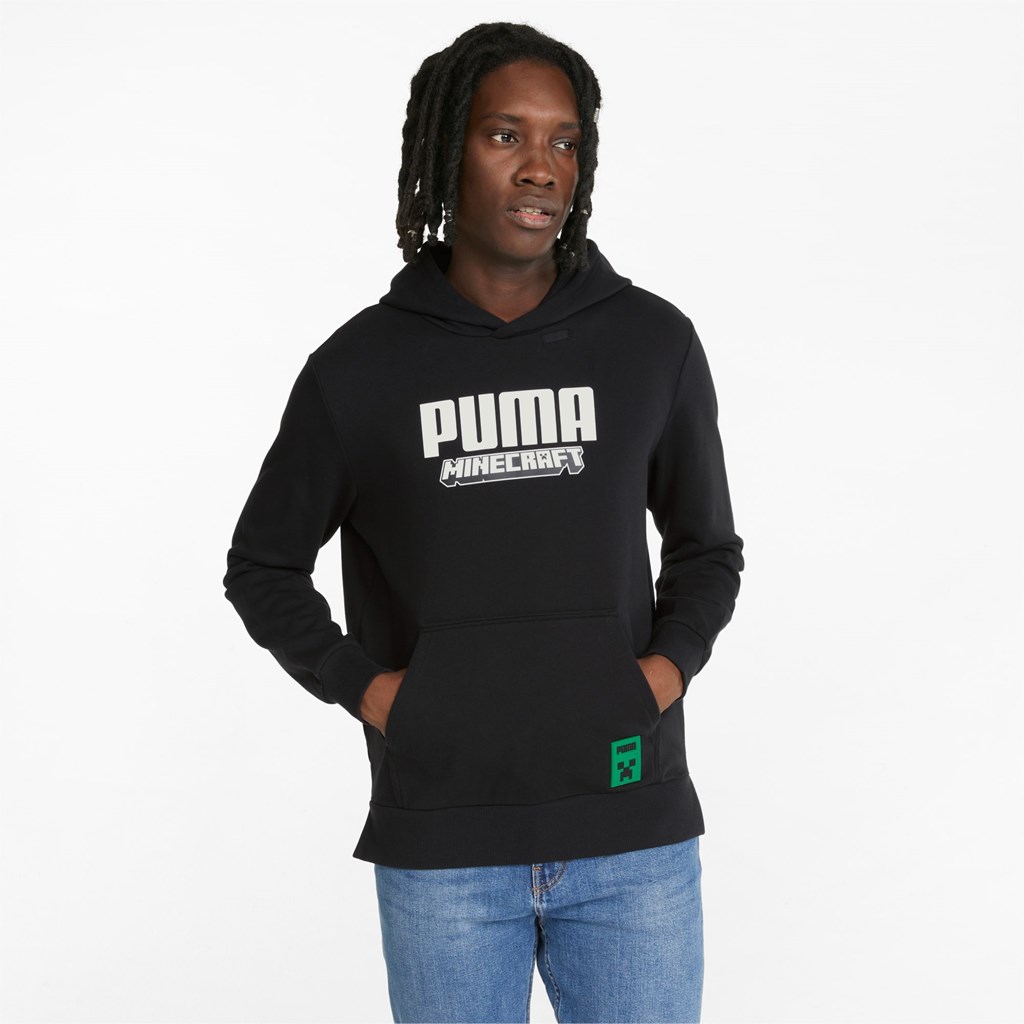 Black Puma PUMA x MINECRAFT Men\'s Hoodie | 4096RTCIG