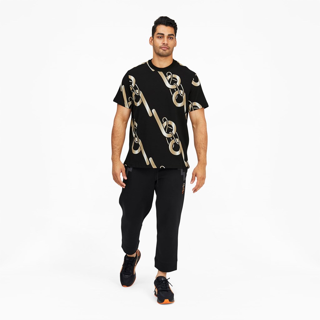 Black Puma PUMA x PRONOUNCE Graphic Men's Tee | 5890OBKPE