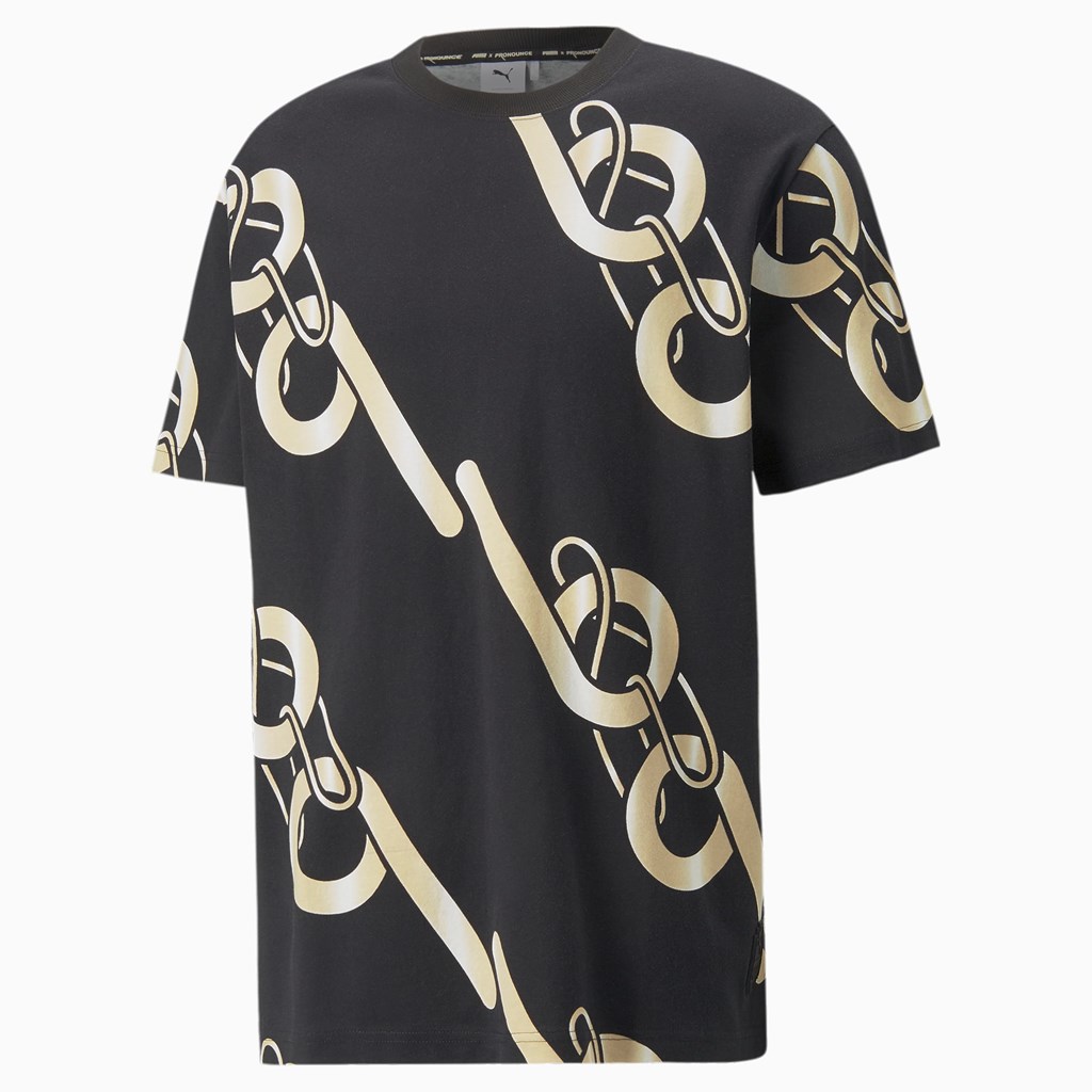 Black Puma PUMA x PRONOUNCE Graphic Men's Tee | 5890OBKPE