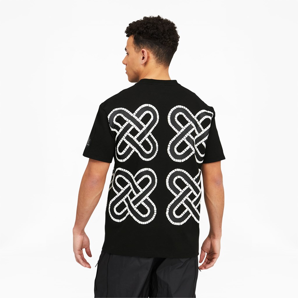 Black Puma PUMA x PRONOUNCE Graphic Men's Tee | 7809RNEZP