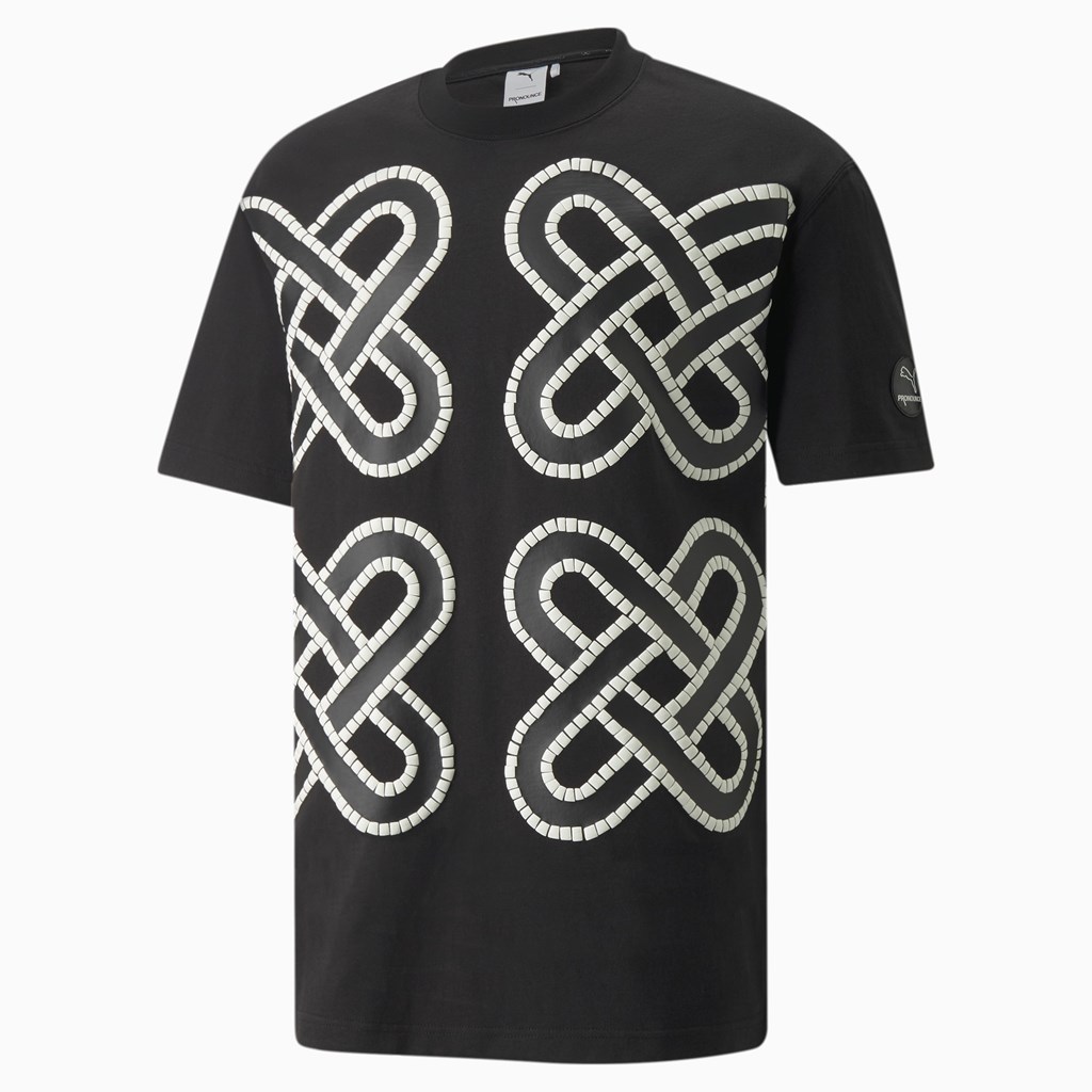 Black Puma PUMA x PRONOUNCE Graphic Men's Tee | 7809RNEZP